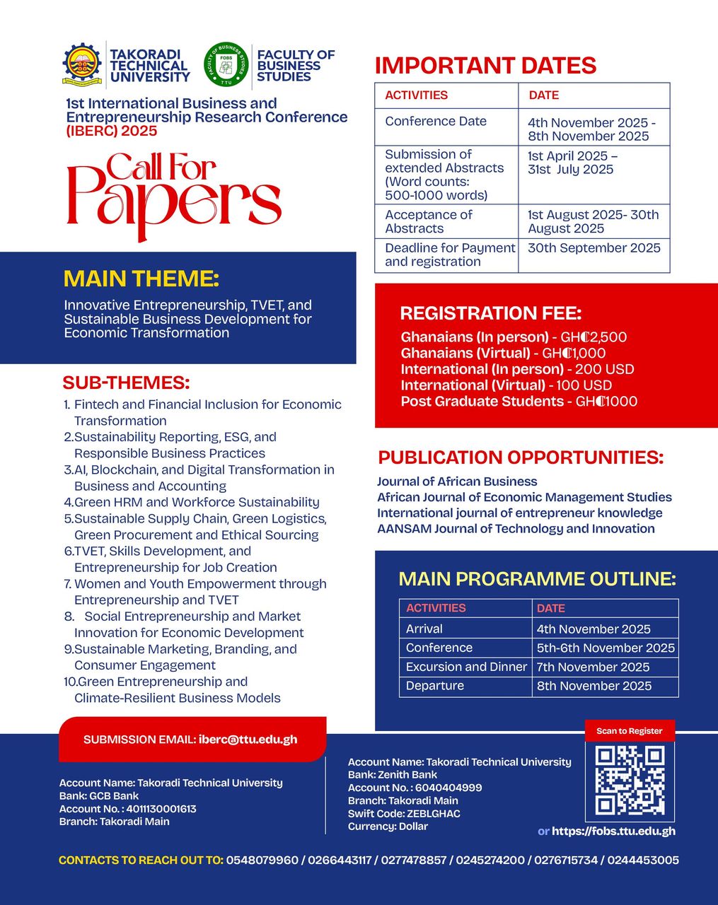 FOBS | Takoradi Technical University Launches IBERC 2025: International Business and Entrepreneurship Research Conference